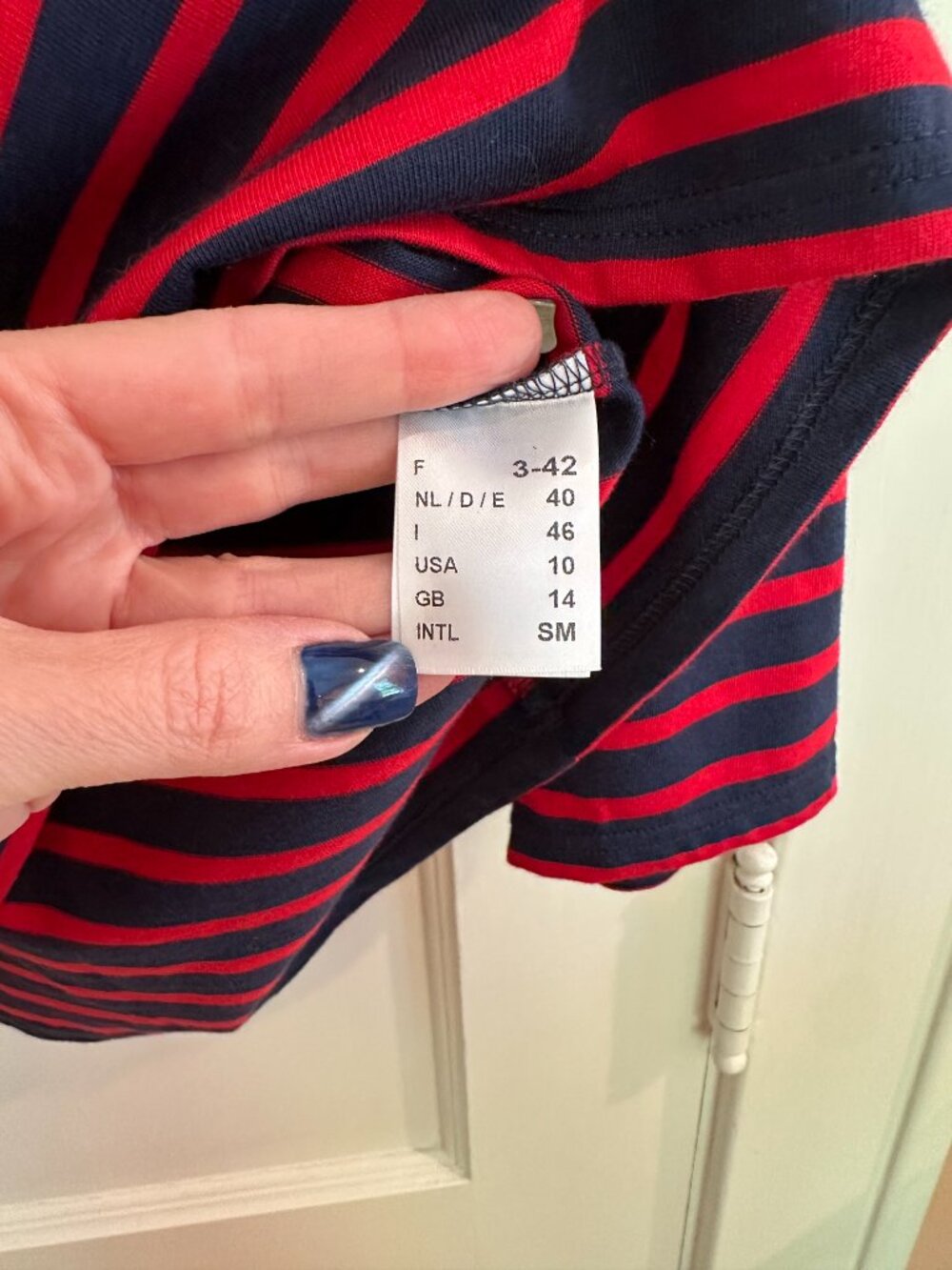 Saint James GALATHEE II Breton Striped Top Navy/Red wm sz 10 (slim) - Picture 6 of 11